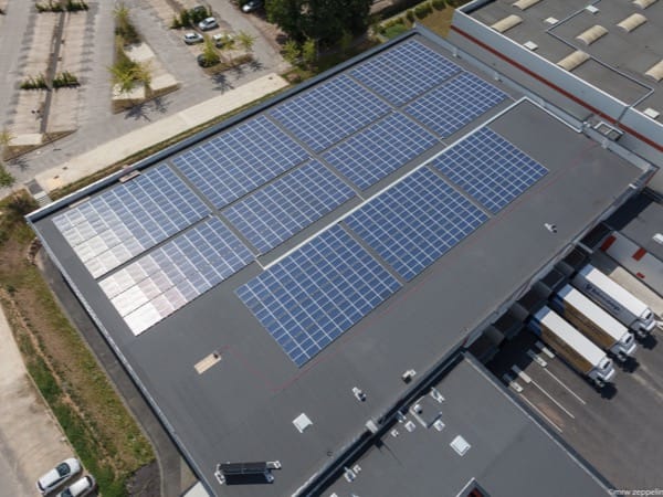 Centrale solaire en autoconsommation sur toiture d'un entrepôt Biocoop à Melesse (35)